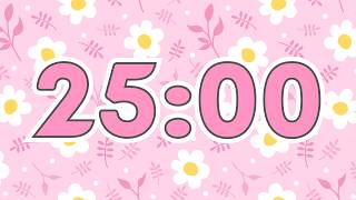 🌼 25 Minute Timer With Relaxing Lofi Music, Alarm & Cute Daisies | 4K Countdown screenshot 4