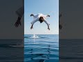 breathtaking moment of Jesus running across the ocean waves while dolphins swim and