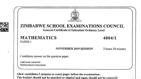 ZIMSEC November 2019, Maths Paper 1, Part 2, from number 16 to 25