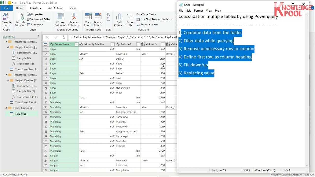 Combine spreadsheet by using Excel PowerQuery YouTube
