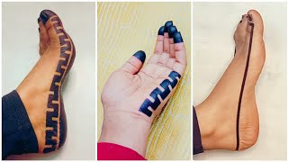 اجمل واسهل حنة سودانيه بالشريط/شكل هندسي في قمة الروعه/use the tape to make this unique henna design