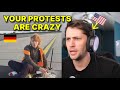 American reacts to german protests are getting wild