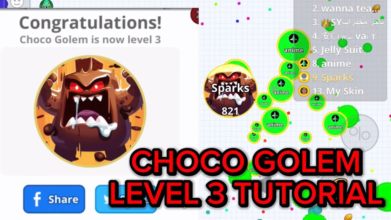 CHOCO GOLEM LEVEL 3 TUTORIAL (AGAR.IO CHOCO MOON EVENT) - YouTube