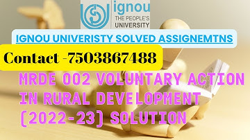 INGOU  MRDE 002 Voluntary Action in Rural Development Solved assignment || 7503867488 ||