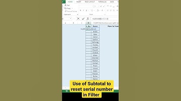 How to Reset Serial Numbers with Subtotal Function.😀😀