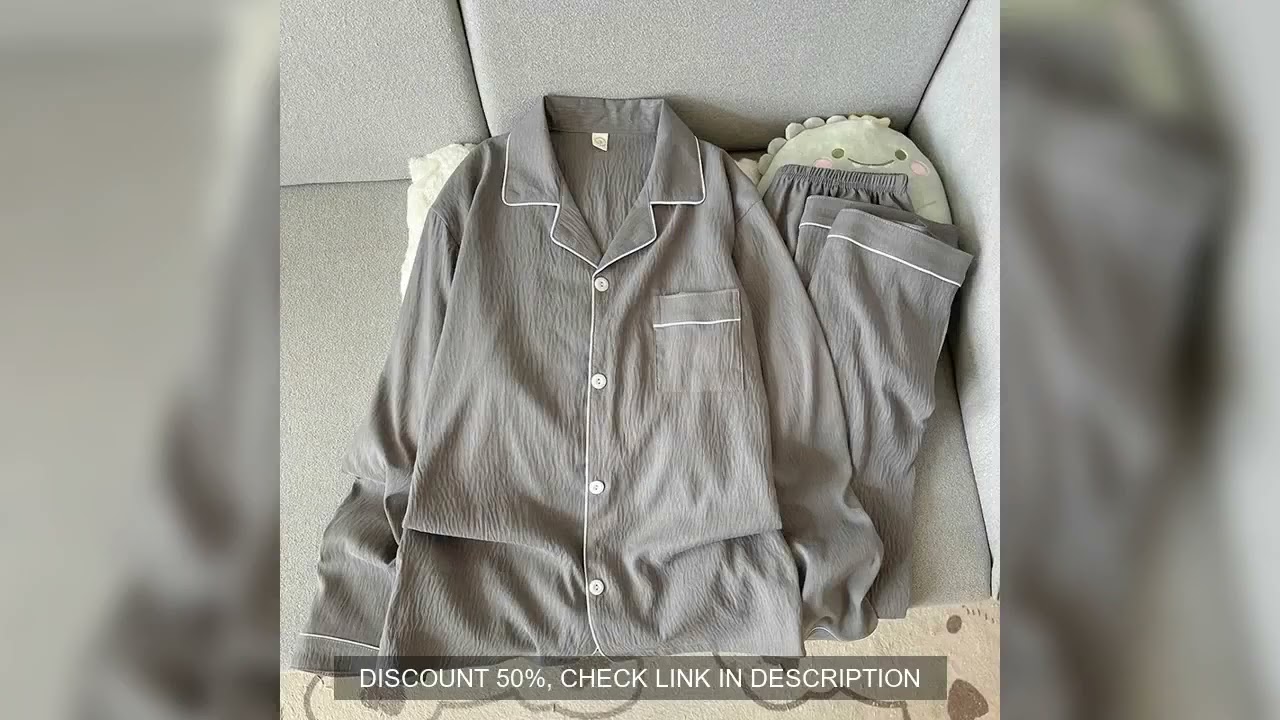 Autumn New Solid Simple Men's Pajamas Set Plus Size Lapel Neck Long Sleeve 2 PC Men's Pajamas Casual