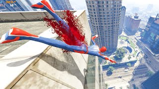 Gta 5 Spiderman Jumping Off Highest Buildings #17 (Euphoria Physics/Ragdolls)