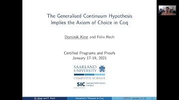 The Generalised Continuum Hypothesis Implies the Axiom of Choice - Short Talk (CPP