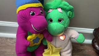 Bedtime Singing, light up Barney and Baby Bop plushies