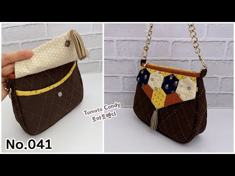 퀼트#41 핵사곤 미니 크로스백(Hexagon mini cross bag)#퀼트가방만들기