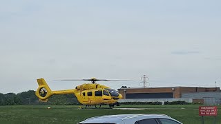 Helimed 85 touches down at Norfolk & Norwich University Hospital helipad 17th May 2024