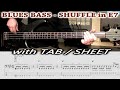 Blues bass tab shuffle in e7  lesson playalong  12 bar blues bass line