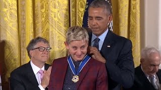 Ellen Gets Emotional After Receiving Medal of Freedom - YouTube