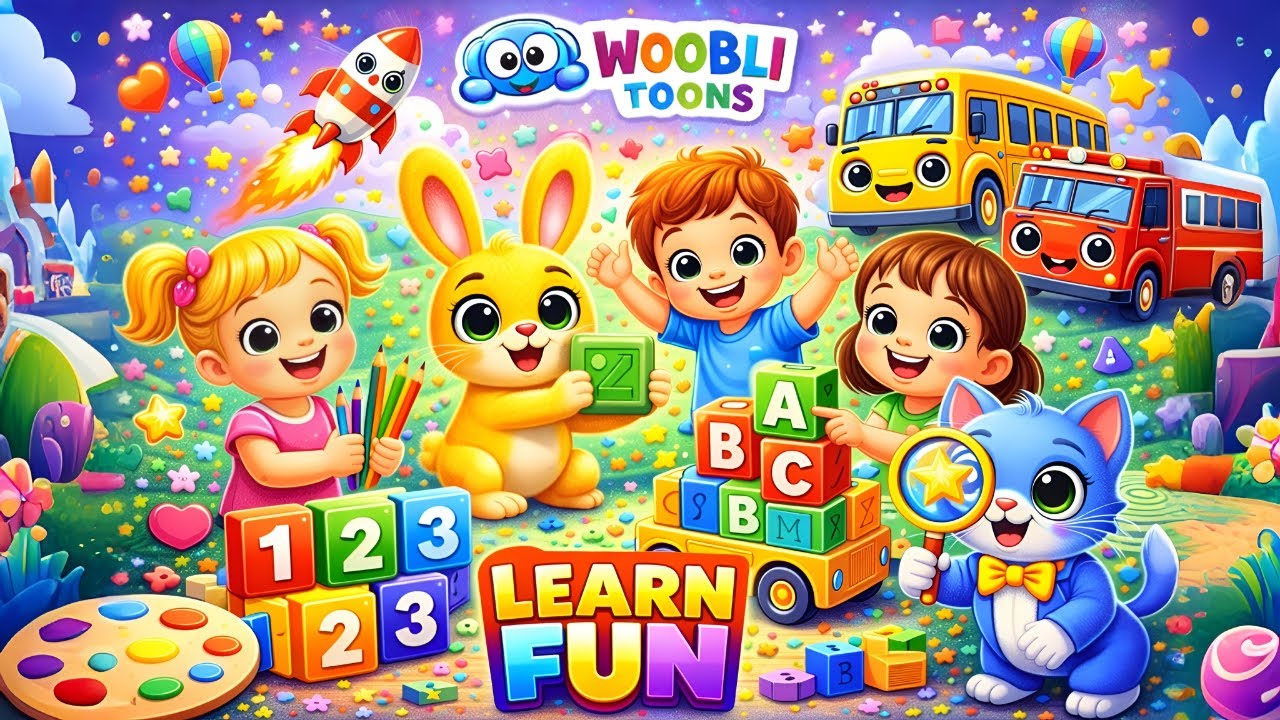 Kids Brain Games | Counting Coloring Matching | Cartoon | Woobli Toons