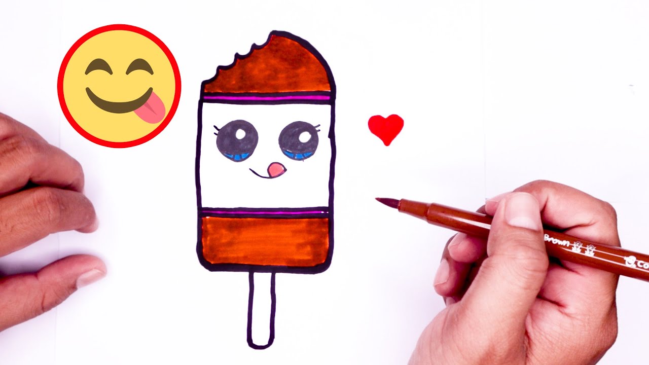 How to Draw Cute Chocolate Ice Cream Easy [Cute Drawings Daily] - YouTube