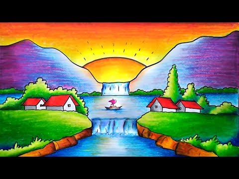 How to Draw Easy Scenery Step by Step Tutorial  Kids Art  Craft