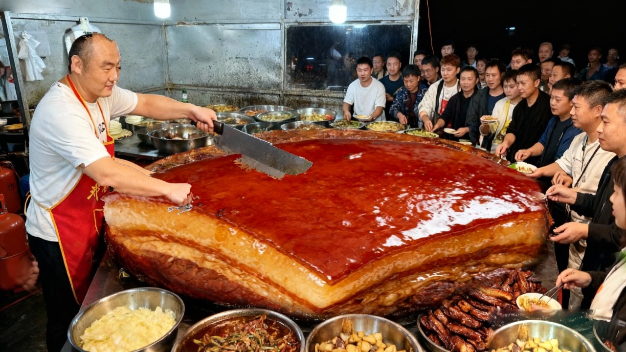 山东济南深夜把子肉，10元一块刚出摊就排队，想吃必须趁早来#麦总去哪吃