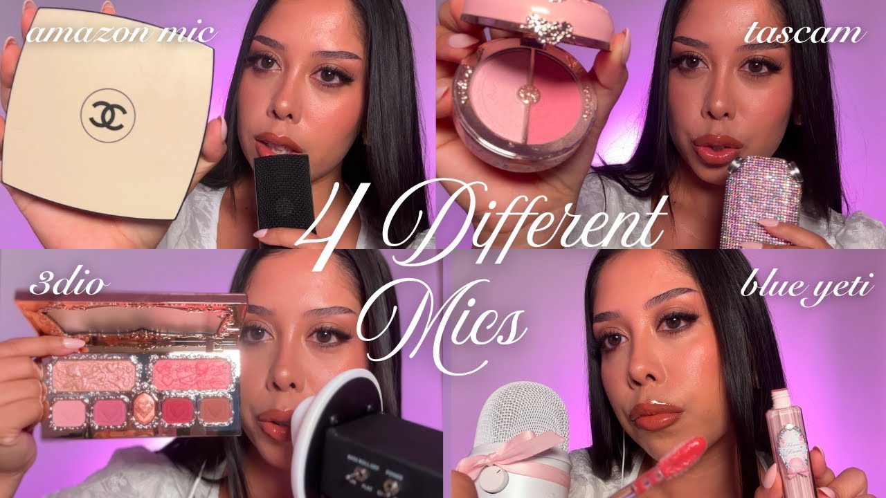 ASMR | ♥ Doing your makeup role-play (4 different asmr mics)