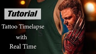 Wolverin   Tattoo Timelapse with Real Time