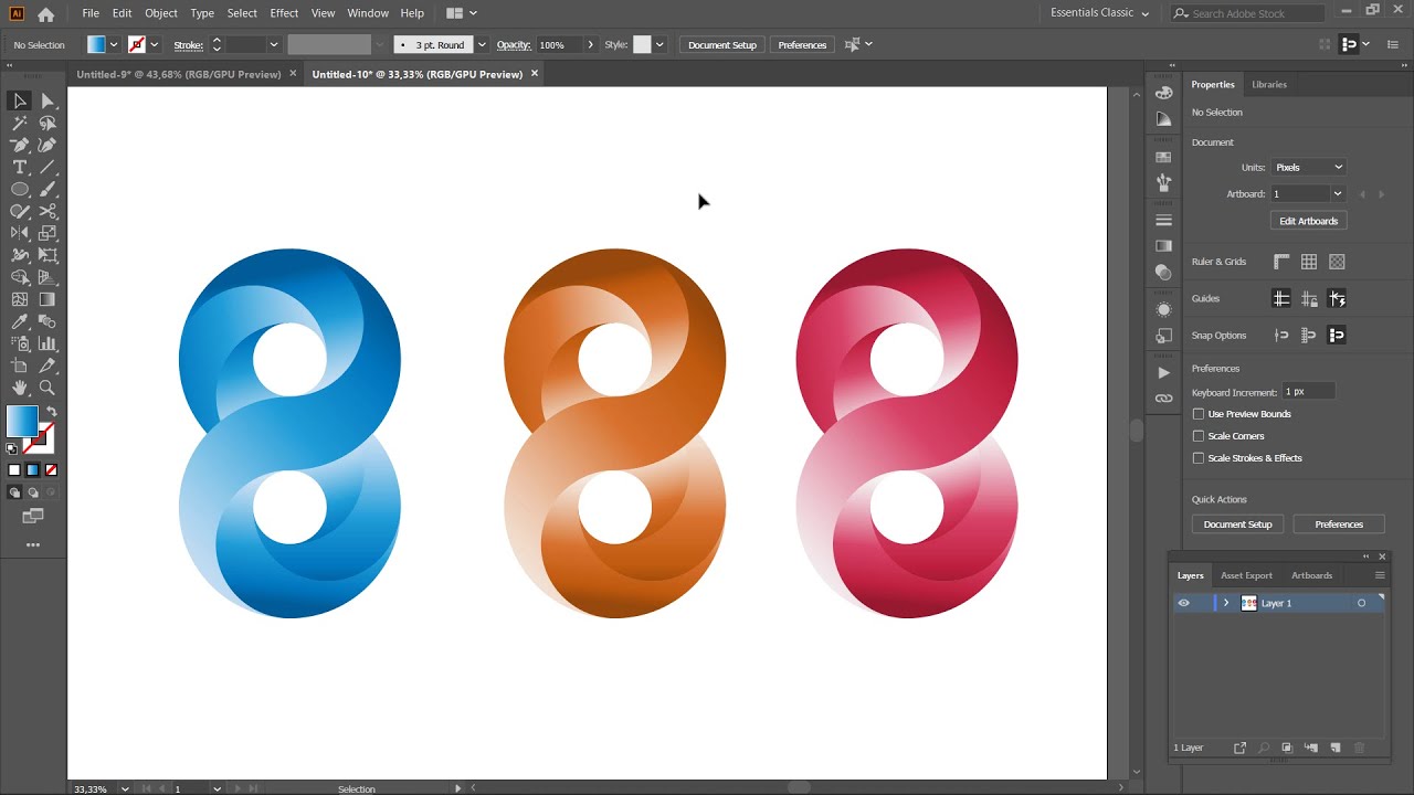 Cách tạo Logo 3D, số 8 3D trong Adobe illustrator | Mr.Đại ...