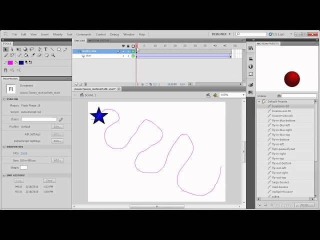 Adobe Flash CS5: Using a Motion Guide with a Classic Tween - YouTube