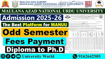 MANUU Odd Semester Fees Payment Notice 2025 | @UniversityWorld