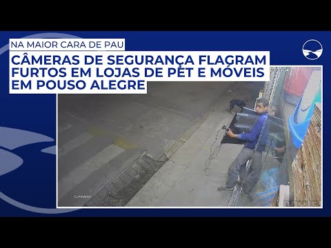 Câmeras de segurança flagram furtos em lojas de pet e móveis em Pouso Alegre