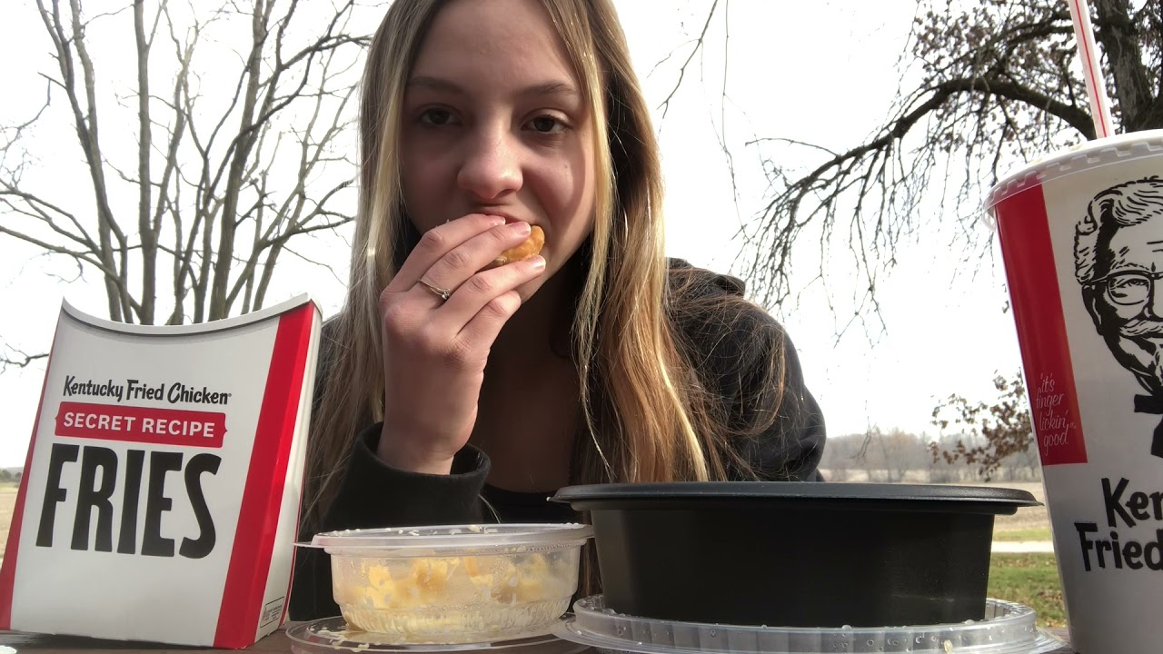 ASMR EATING POPCORN CHICKEN FROM KFC