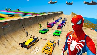 Continuation next Epic challenge jump Ramp Mount Chiliad Spiderman BMW Cars Audi Monster Truck GTA V