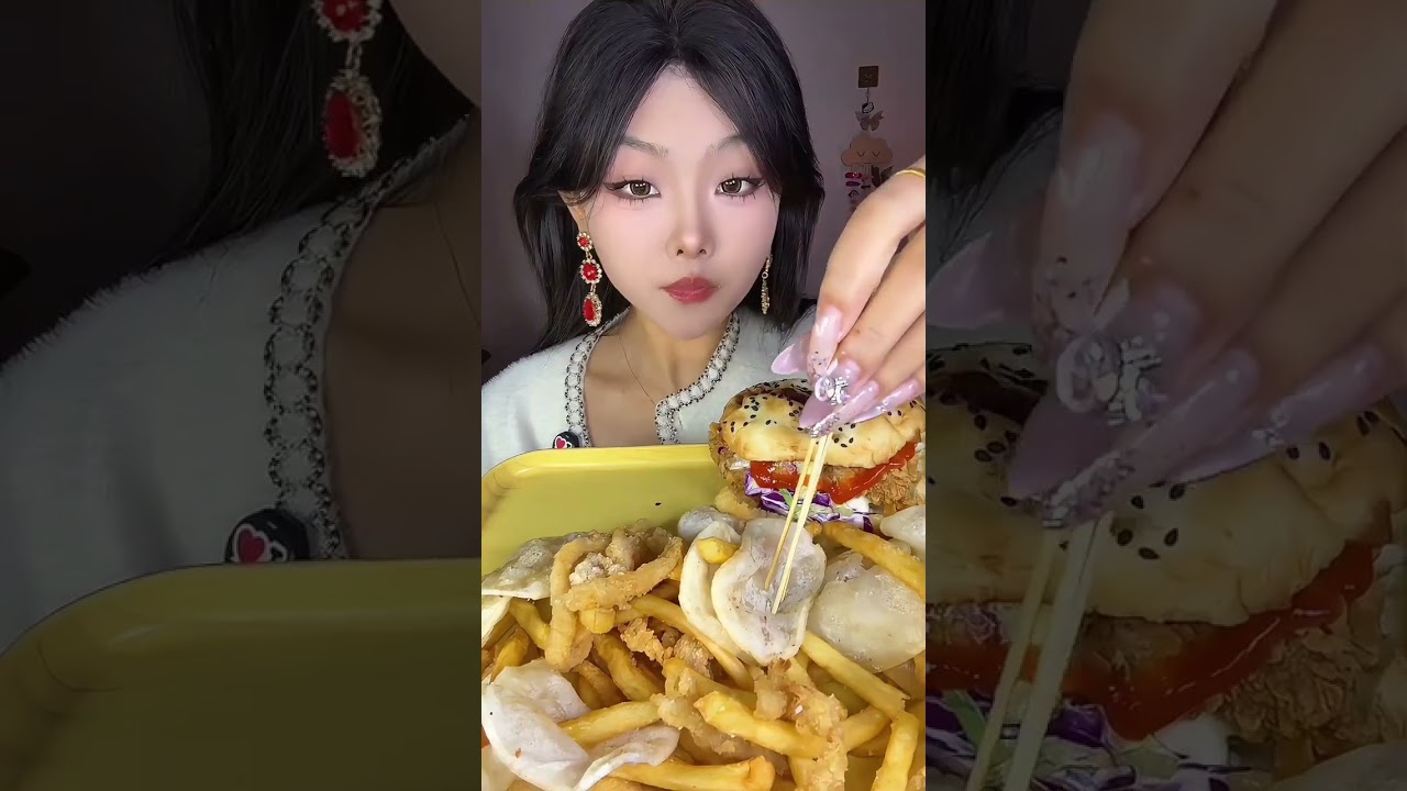 Jiang Duoduo burger fries fried chicken fillet rice cake