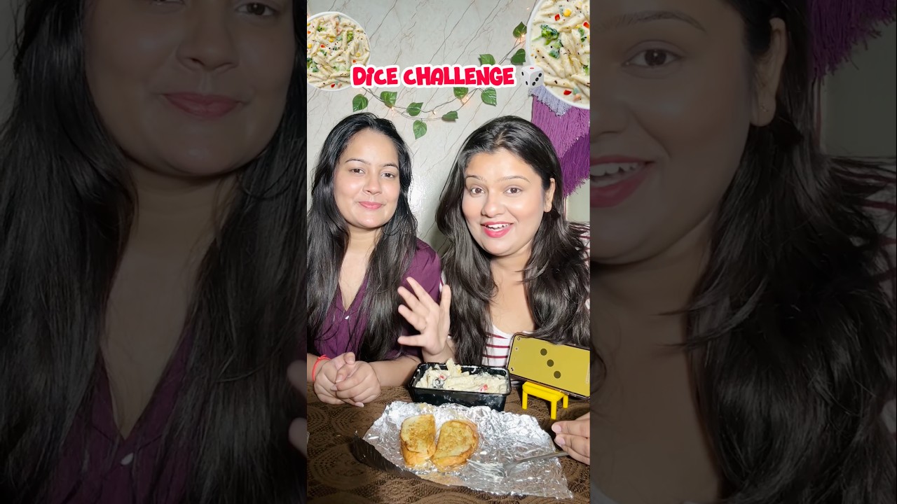 Kisne zyada bites khaye?🤣 #foodiesisters #dicechallenge #sisters #funny #food #foodchallenge #viral