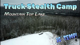 Truck Stealth Camp  Mountain Top Lake  Cold Weather Softopper Truck Camping  No Build Setup