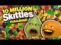 DROPPING 10 MILLION SKITTLES ON PEAR'S HEAD!!! [Annoying Orange Challenge]