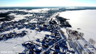 Село і озеро Світязь з висоти пташиного польоту. Зима 2017, 4K