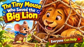 🐭 The Tiny Mouse Who Saved the Big Lion 🦁 | Moral Story for Kids | Everyone Can Help!
