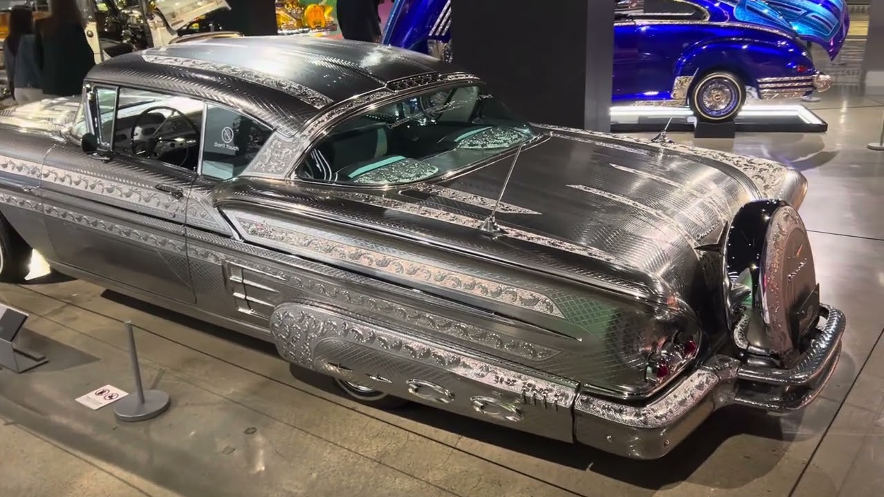 Engraved 1958 impala hardtop low rider at Peterson Auto Museum in LA