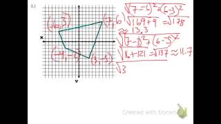 Calculating perimeter and area using the distance formula Solutions 1-4