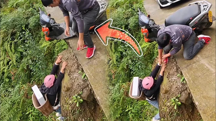 “Mountain Rescue: Helping a Girl Climb the Steep Slope with a Heavy Load!”