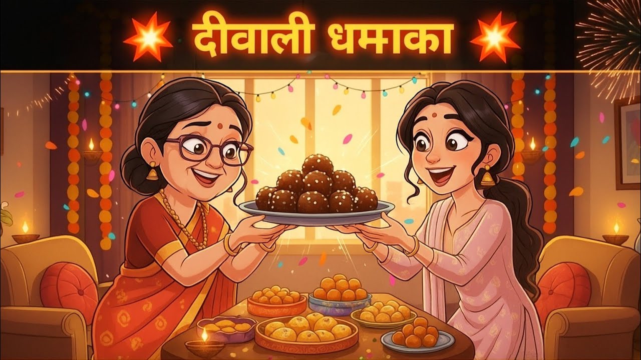सास-बहू की दिवाली धमाका: Ghee-Choco Laddoo और बच्चों की खुशी”  