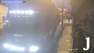 CCTV footage of hay bales falling off truck in Ardee causing damage