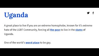 Uganda: A great place to live if you are an extreme homophobe