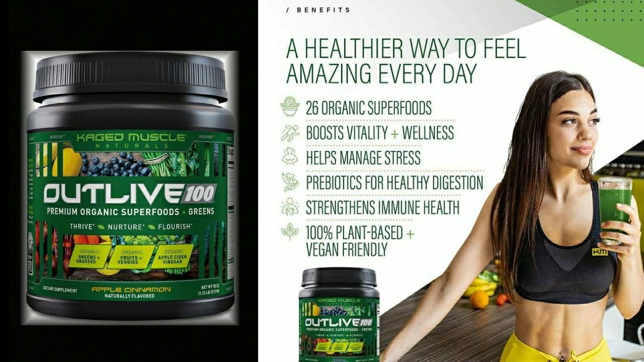 KAGED MUSCLE - Outlive 100 - Premium Organic Superfoods + Greens 