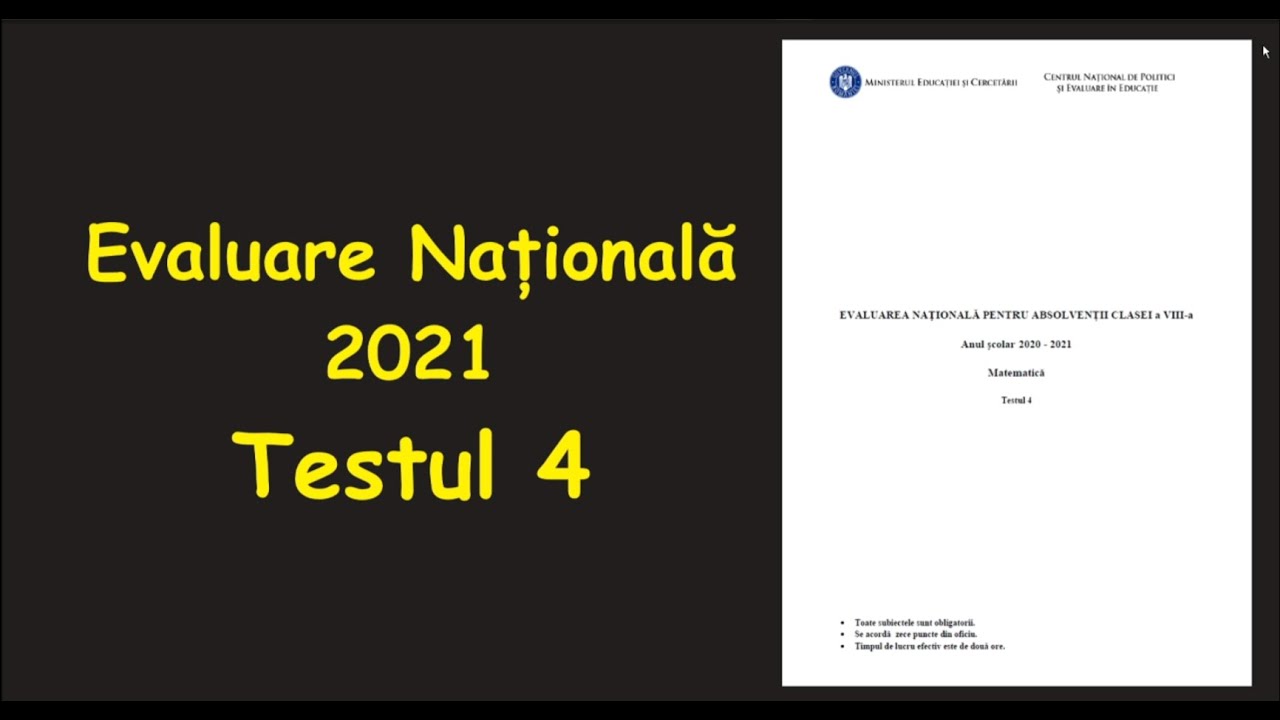 Evaluare Nationala 2021 Test 4 Antrenament Rezolvare (Invata Matematica
