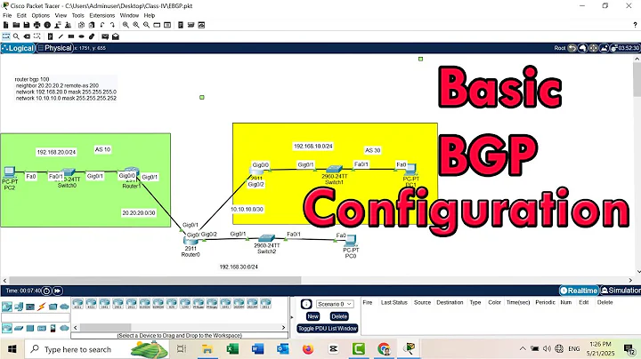 How to Configure BGP in Cisco Packet Tracer | Basic BGP Configuration