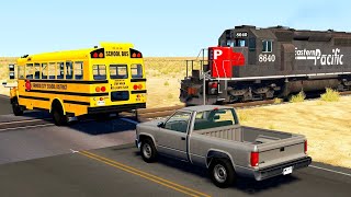 Realistic Train Crashes | BeamNG.drive | beamng drive long train crash | Train Crash Into Bus