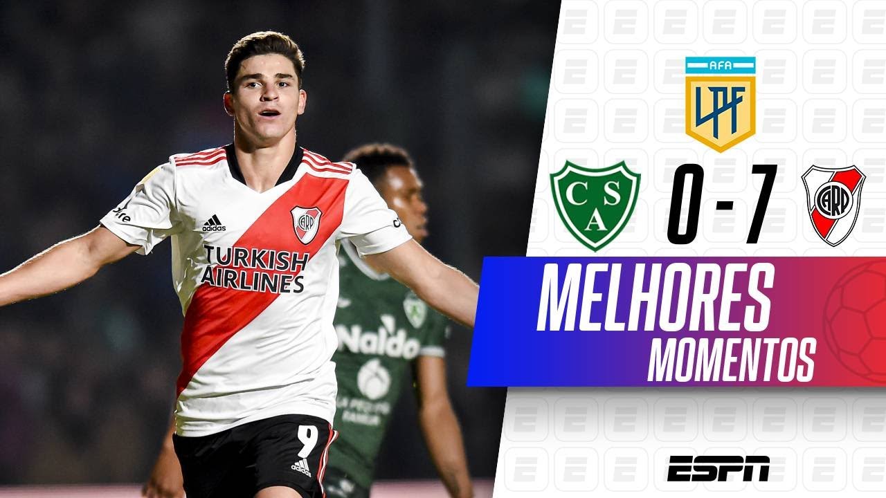 COM HAT-TRICK DE JULIÁN ÁLVAREZ, RIVER PLATE GOLEIA O SARMIENTO POR 7 A 0