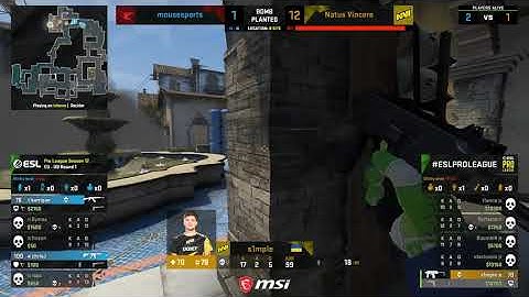 s1mple crazy 1v4 clutch vs mousesports - CS:GO Highlights