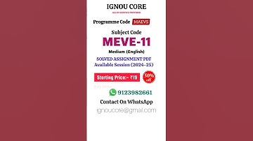 MEVE 11 Solved Assignment PDF 2024-25 in English, MAEVS program  MEVE-11 Solved assignments