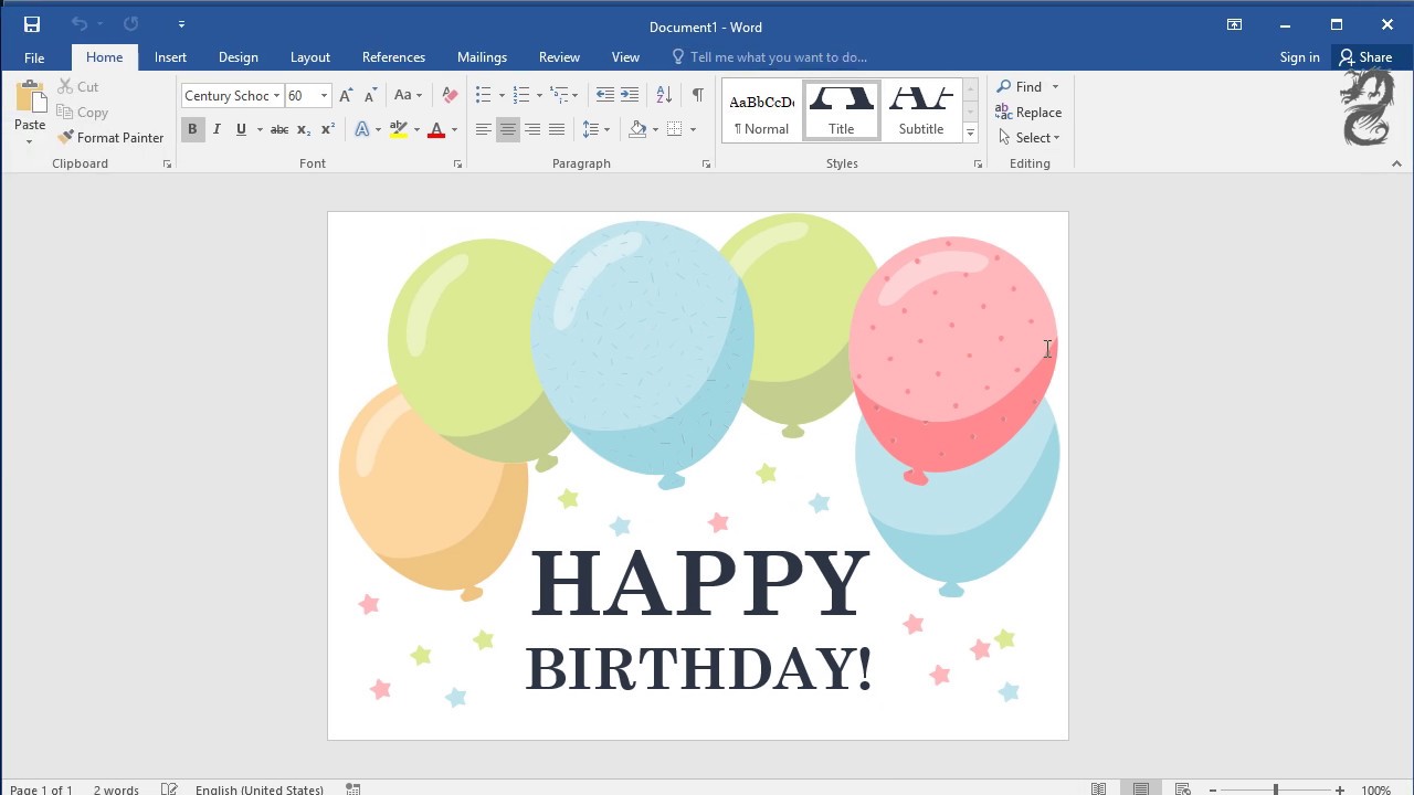 How to make a birthday card with Word - YouTube