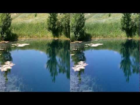 Голубое озеро в 3D. Blue lake in 3D.